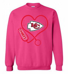 Nurse Heartbeat Kansas City Chiefs Crewneck Sweatshirt - zezetee