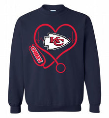 Nurse Heartbeat Kansas City Chiefs Crewneck Sweatshirt - zezetee