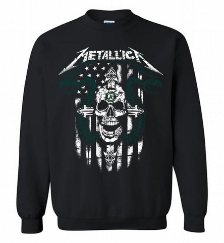 Metallica Oakland Athletics Logo Crewneck Sweatshirt - zezetee