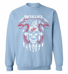 Metallica Snake Skull Detroit Red Wings Logo Crewneck Sweatshirt - zezetee