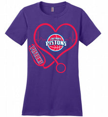 Nurse Heartbeat Love Detroit Pistons Ladies Perfect - zezetee