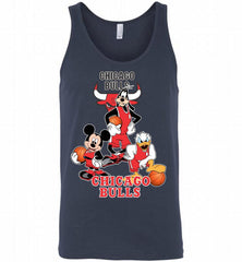 Mickey Goofy Donald Loves Chicago Bulls Basketball Fans Tank - zezetee