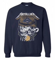 Metallica Skull Milwaukee Brewers Logo Crewneck Sweatshirt - zezetee