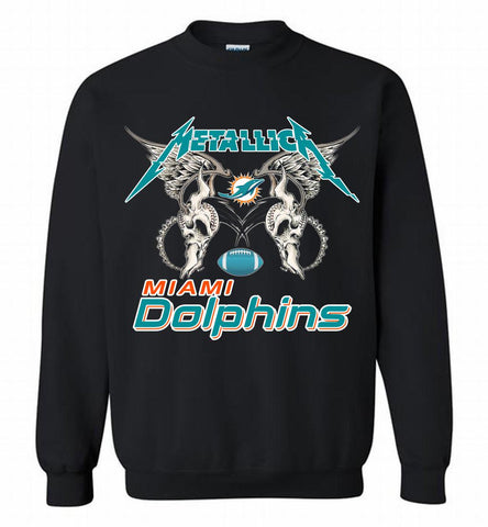 Metallica Miami Dolphins Logo Crewneck Sweatshirt - zezetee