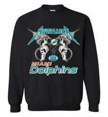 Metallica Miami Dolphins Logo Crewneck Sweatshirt - zezetee