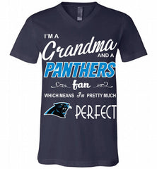 I'M A Grandma And A Carolina Panthers Fans I'm Pretty Much Perfect V-Neck Shirt - zezetee