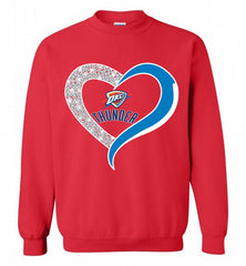 Oklahoma City Thunder In Diamond Heart Crewneck Sweatshirt - zezetee