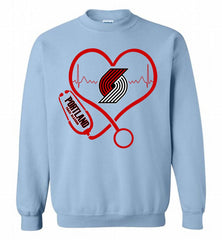Nurse Heartbeat Love Portland Trail Blazers Crewneck Sweatshirt - zezetee