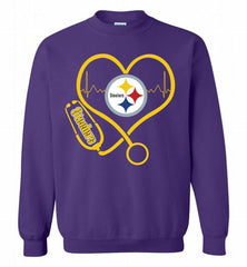 Nurse Heartbeat Pittsburgh Steelers Crewneck Sweatshirt - zezetee