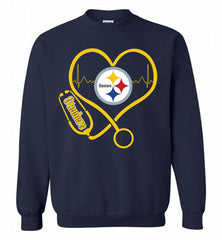 Nurse Heartbeat Pittsburgh Steelers Crewneck Sweatshirt - zezetee