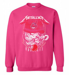 Metallica Skull Cleveland Indians Logo Crewneck Sweatshirt - zezetee