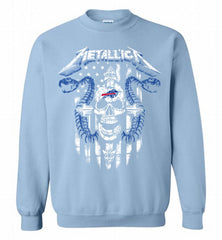 Metallica Snake Skull Buffalo Bills Logo Crewneck Sweatshirt - zezetee