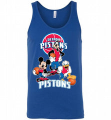Mickey Goofy Donald Loves Detroit Pistons Basketball Fans Tank - zezetee