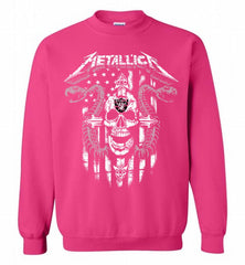 Metallica Snake Skull Oakland Raiders Logo Crewneck Sweatshirt - zezetee