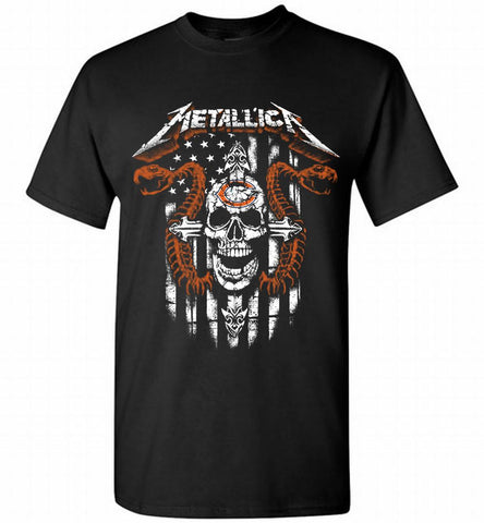 Metallica Snake Skull Chicago Bears Logo Shirt - zezetee