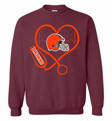 Nurse Heartbeat Cleveland Browns Crewneck Sweatshirt - zezetee